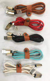 Wholesale TYPE C  REAL LEATHER ASST COLORS CELL PHONE CHARGER CORD